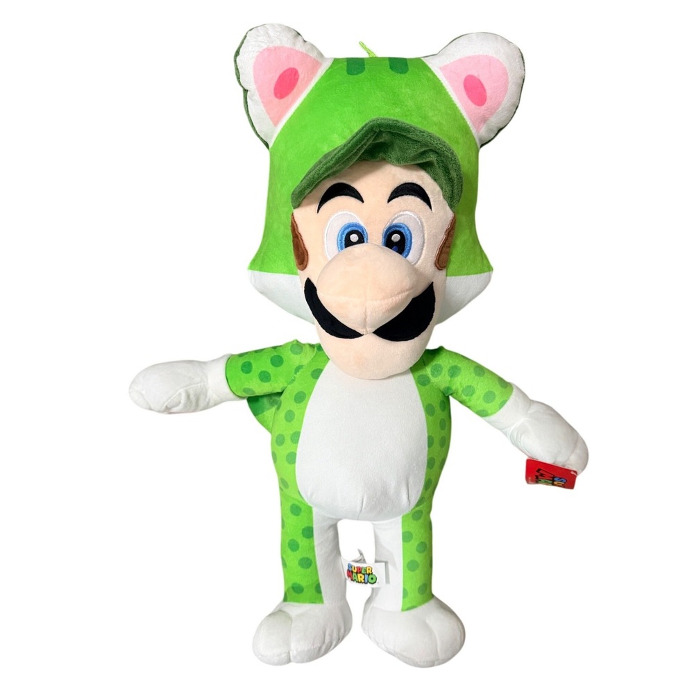 Nintendo Super Mario Cat Luigi Plush Green Spotted Suit 24 Inch NWT 2024